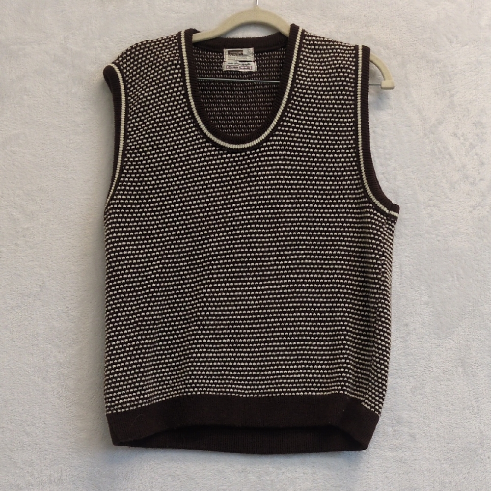 Montgomery Ward Vintage Women's Brown Knit Sweater Vest Size L